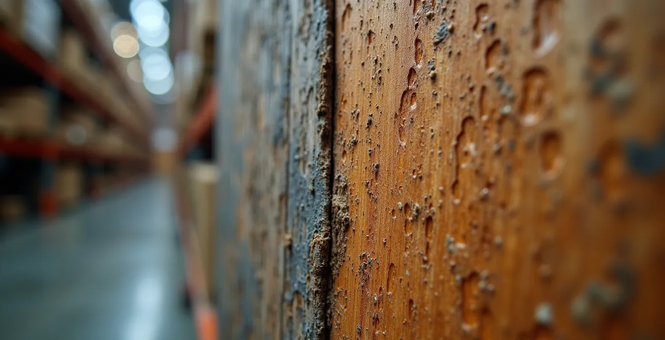 Gros plan macro sur les textures contrastées de différents matériaux montrant les effets de l'humidité